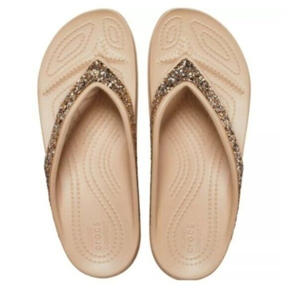 NWT - Crocs Women's Sloane Glitter Flip Flop Wedge Sandals W9 - Picture 10 of 10